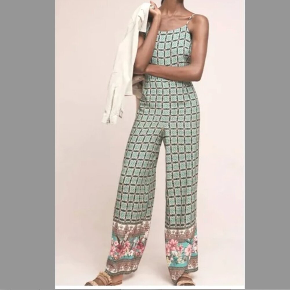 Farm Rio Honolulu Jumpsuit Floral and Geo Print - Size L